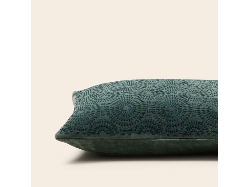  Housse de coussin en velours brodé de fil coton  solaya 26432 - Conforama C