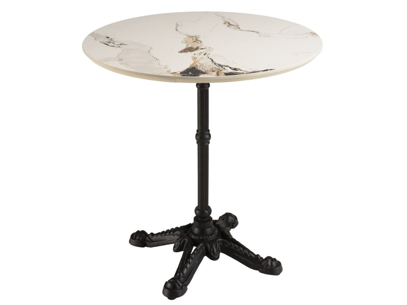  Icare - ensemble n°2: table bistrot d70cm en céramique marbré clair  - Conforama E