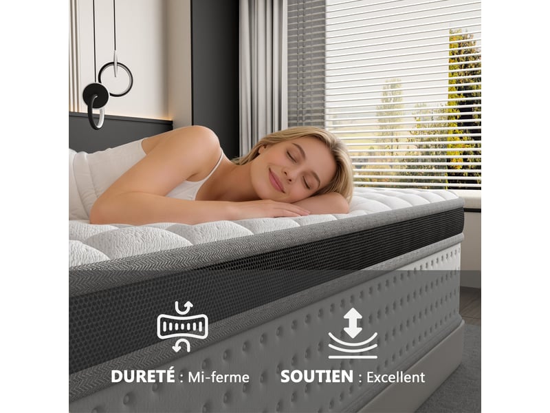  Matelas ressorts ensachés 120x190 cm somniae , accueil mémoire de forme, 25 cm d'épaisseur  - Conforama C
