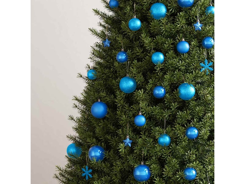  Ensemble de boules de noël 111 pièces bleu polystyrène  - Conforama C