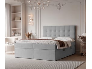 Lit coffre 160x200 cm <strong>IDOHOME</strong>  <strong>IMPERIAL</strong> coloris gris