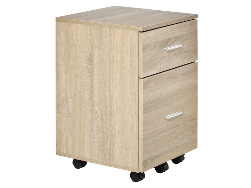  Classeur de bureau à 2 tiroirs, à roulettes, pour dossiers a4 ou lettre, 39,5 x 39 x 58,5 cm, chêne  - Conforama B