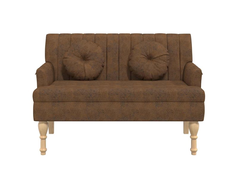  Banc salon, banc interieur avec coussins marron 113x64,5x75,5 cm similicuir daim  - Conforama C