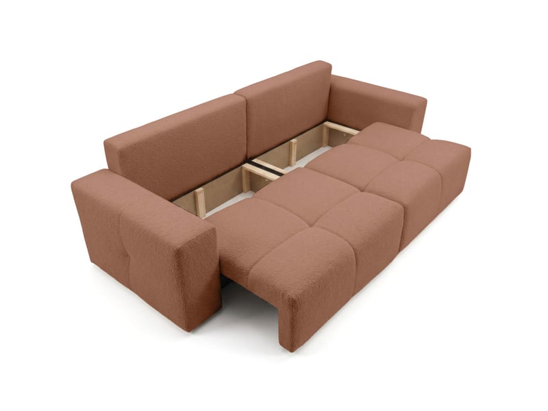  Celine - canapé droit 3 places convertible en bouclette  - Conforama D