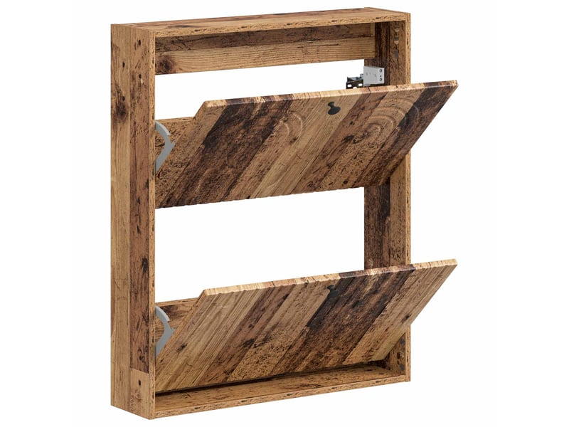  Meuble à chaussures mural, armoire à chaussures alkmaar 71x17x86 cm bois ancien  - Conforama C