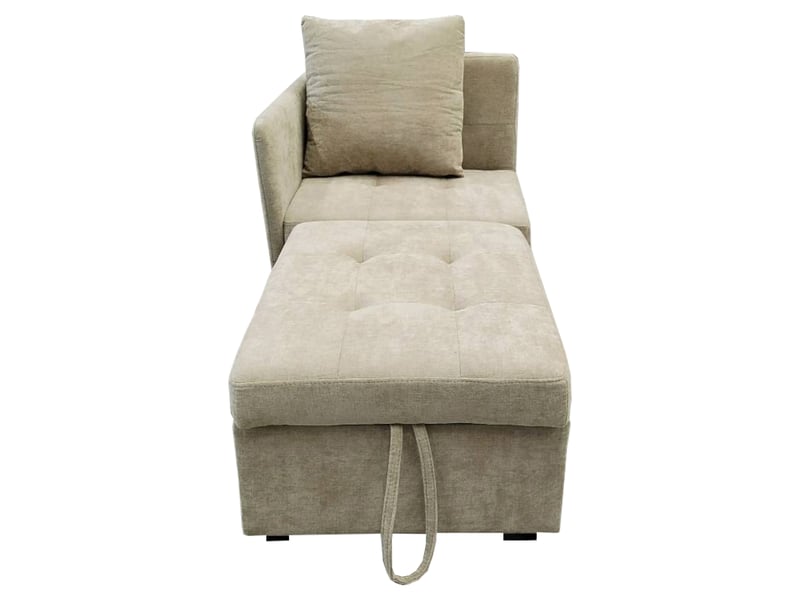  Canapé convertible 3 places beige, lit d'appoint tissu lin avec rangement intégré et dossier réglable  - Conforama A