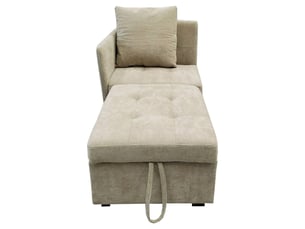 Canapé convertible 3 places beige, lit d'appoint tissu lin avec rangement intégré et dossier réglable