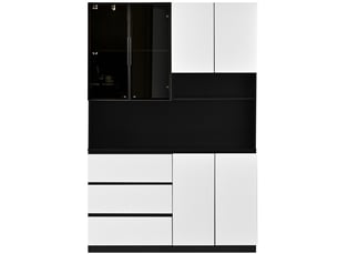 Buffet de cuisine avec éclairage led 3 tiroirs 6 portes noir et blanc 120,5x40x180 cm