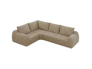 Canapé d'angle compressé panoramique fixe <strong>MODENVIE</strong> <strong></strong> 4 places Tissu kaki