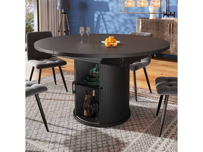 Table à manger à rallonge, 118-158 cm, pouvant accueillir jusqu'à 6 personnes, noir - Conforama B