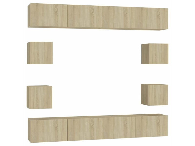  Ensemble de meubles tv 8 pcs chêne sonoma bois d'ingénierie shl75332  - Conforama A