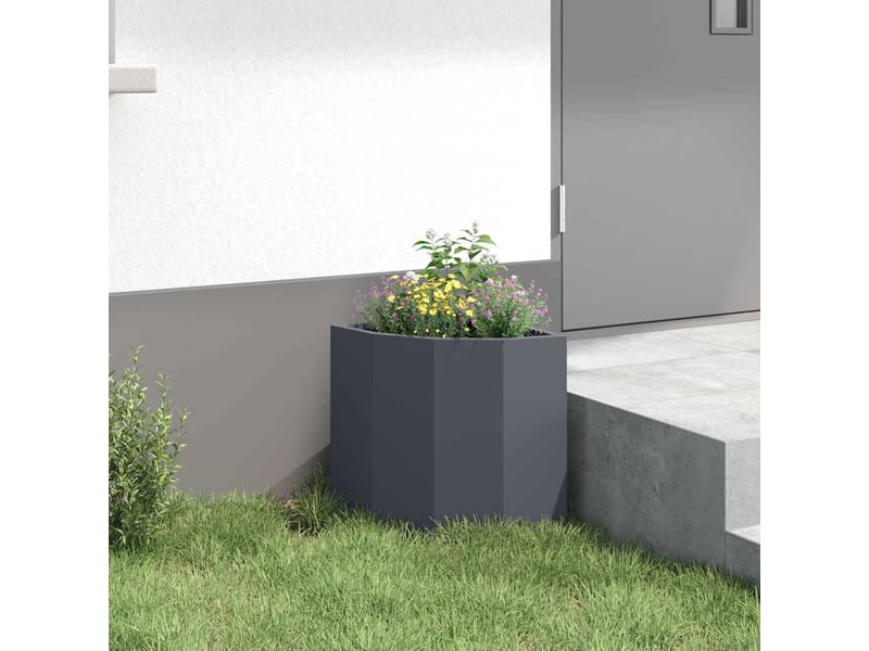  Jardinière - bac à fleurs d'angle anthracite 30 x 30 x 35 cm acier  - Conforama D