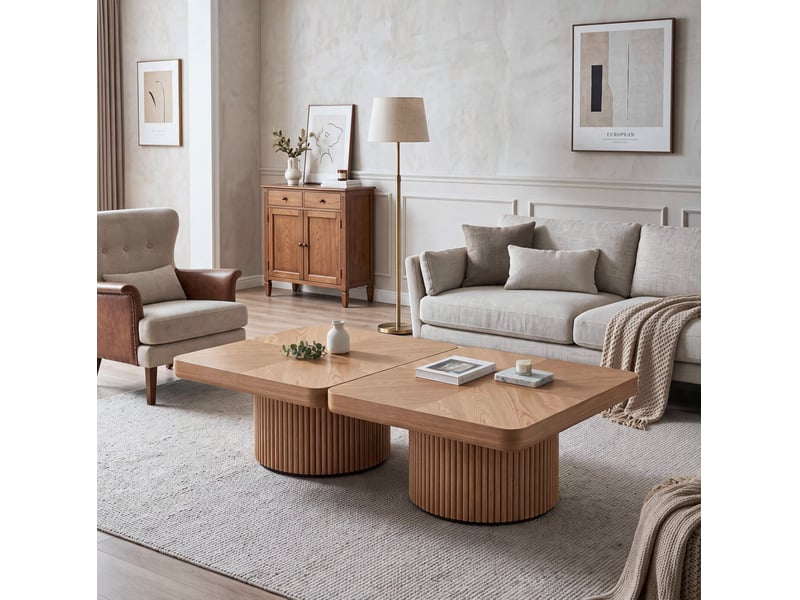 Table basse 78x78x38 cm en bois et mdf combinable naturel chicfurn - Conforama B