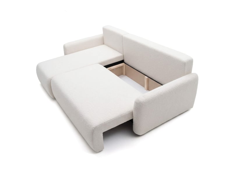  Alya - canapé d'angle convertible et réversible 3 places accoudoirs fins en bouclette  - Conforama D