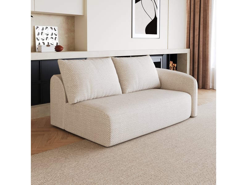 Canapé droit blanc 2 places, petit canapé 160 cm en tissu pour salon et studio, sofa compact confortable - Conforama E