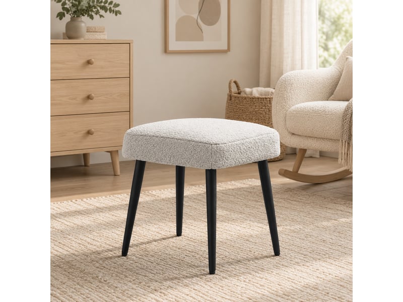  Pouf carré 42x42x47 cm en polyester gris clair avec pieds en acier  - Conforama E