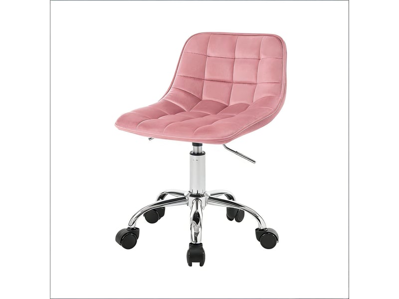 Chaise de bureau pivotante réglable - lpospi - dossier courbé, roulettes, velours rose 43 × 60-87,5 × 35,5 cm  - Conforama A