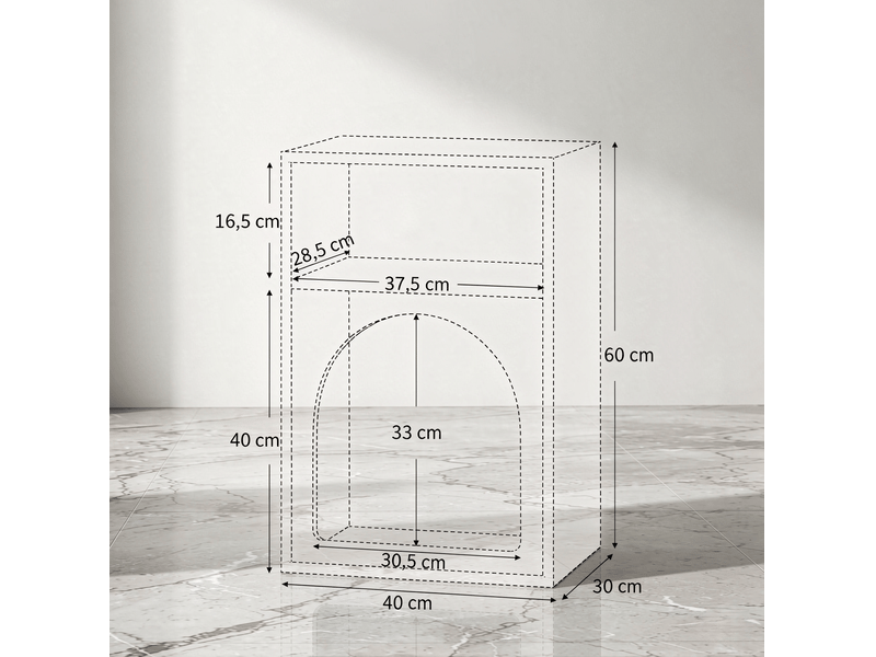 Lot de 2 tables de chevet grises en mdf peint, à niches ouvertes et design arqué pour petite chambre - Conforama C