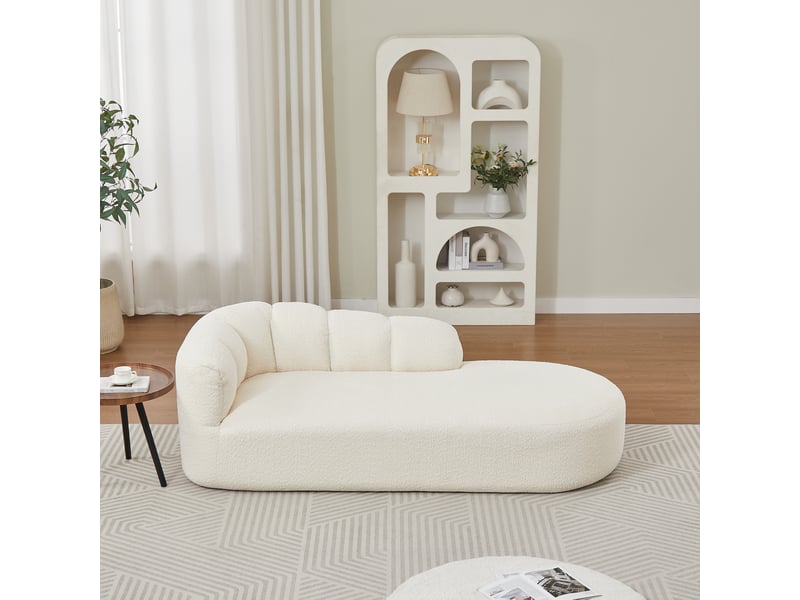  Fauteuil relax sans accoudoirs à dossier ondulé  - assise rembourrée, chenille - beige  - Conforama B