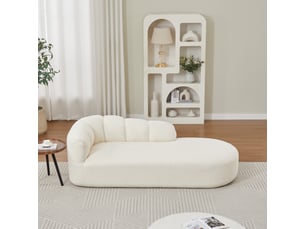 Fauteuil relax sans accoudoirs à dossier ondulé  - assise rembourrée, chenille - beige
