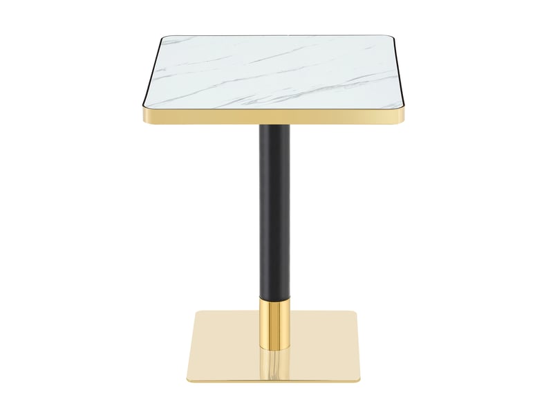  Table à manger carrée effet marbre avec plateau en mdf et piètement métallique, blanche  - Conforama E