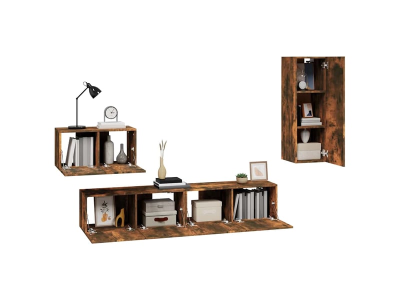  Ensemble de meubles tv 4 pcs chêne fumé bois d'ingénierie shl49263  - Conforama D