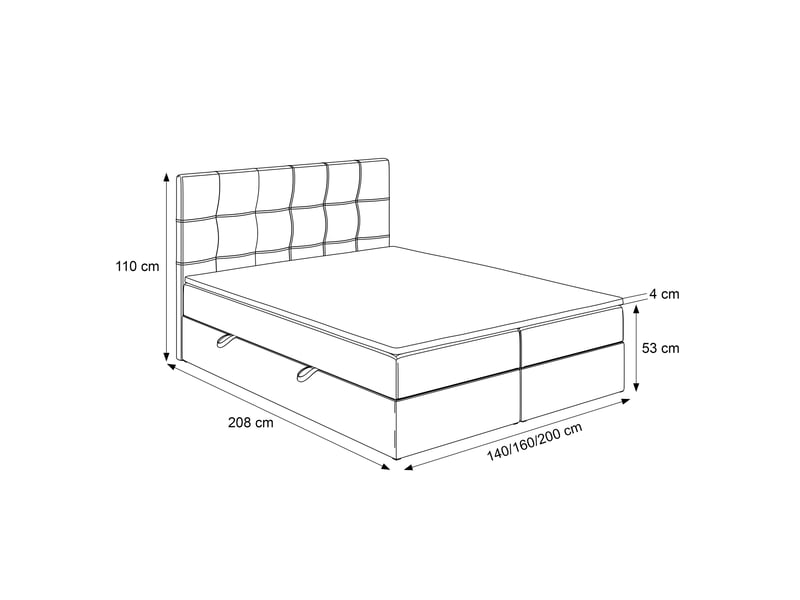 Lit coffre venus - 180x200 cm - avec matelas et surmatelas - tissu tressé - noir VENUS - Conforama E