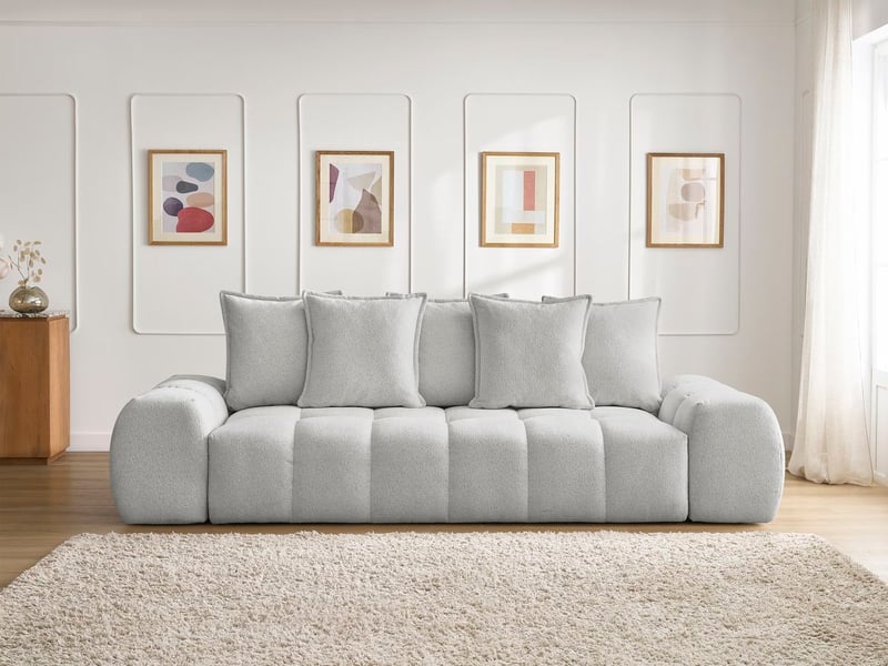  Bobochic canapé droit fixe 3 places everest tissu chiné gris clair EVEREST - Conforama D