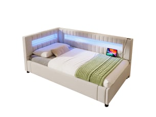 Lit banquette 90x200 cm    coloris beige