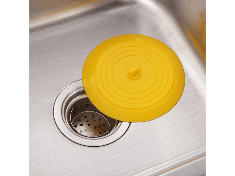  Bouchon de baignoire en silicone, bouchon d'évier, diamètre 15,3 cm, bouchon de vidange universel (1 pièce, jaune)  - Conforama B
