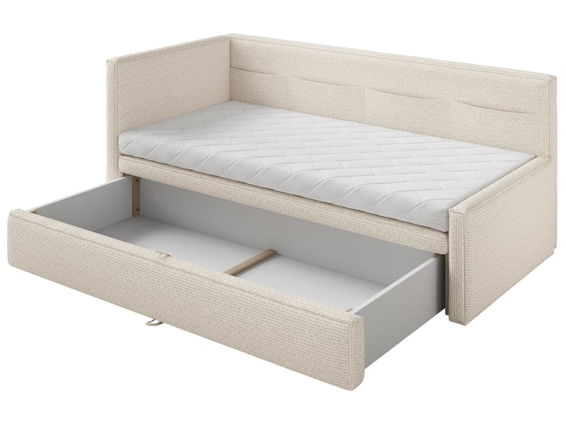  Selsey nesmi - lit rembourré - 90x200 cm - tissu tressé beige clair Nesmi - Conforama E