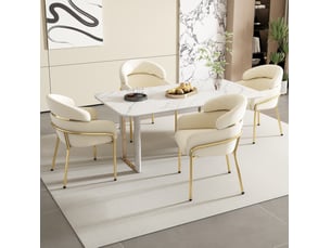 Lot de 4 chaises de salle à manger 54x45x79 cm, velours beige, pieds métalliques, pour salon et chambre