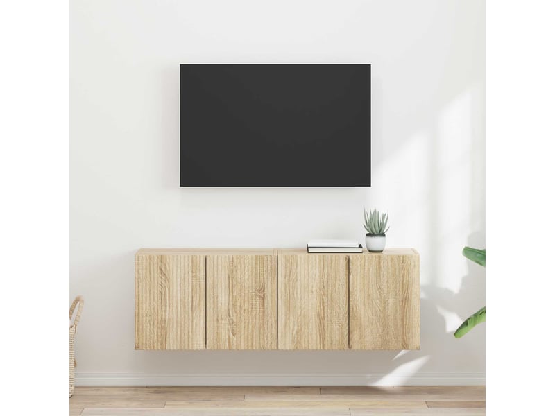  Meuble tv - banc tv - meuble de rangement mural 2 pcs chêne sonoma bois d'ingénierie  - Conforama B