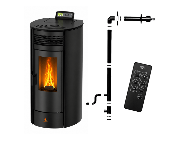 Poêle à granulés étanche flora 14 kw + kit conduit ventouse - noir - Conforama A