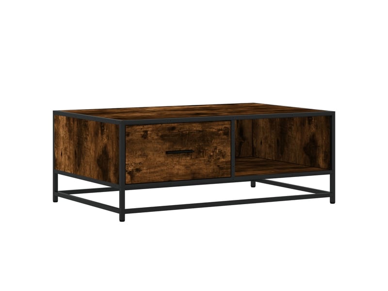  Table basse - table de salon - table à thé chêne fumé 90x57x35 cm bois d'ingénierie et métal  - Conforama A