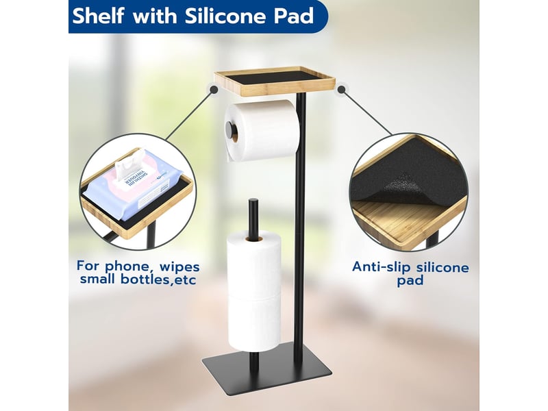Distributeur de papier toilette sur pied avec étagère de rangement – noir, h 65 cm - Conforama D