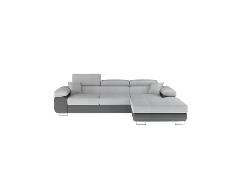  Canapé d'angle convertible amanda gris clair et gris foncé avec coffre intégré  - Conforama A