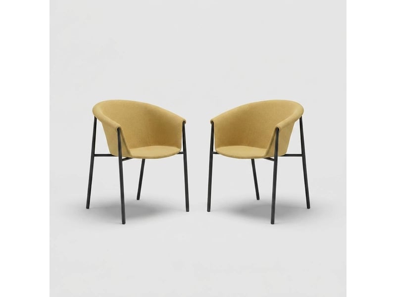  Lot de 2 chaises de salle à manger rembourrées en tissu electra - jaune  - Conforama A