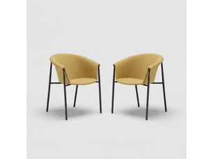 Lot de 2 chaises de salle à manger rembourrées en tissu electra - jaune