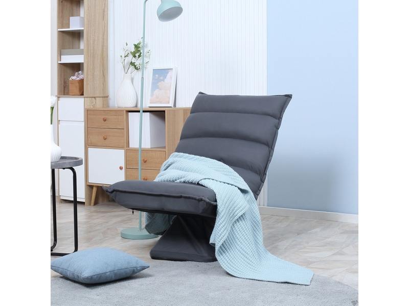  Fauteuil relax pivotant 360° avec dossier réglable 5 positions, en microfibre et acier gris foncé  - Conforama B