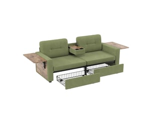 Canapé droit fixe MODENUIT   2 places Tissu vert avec coffre de rangement