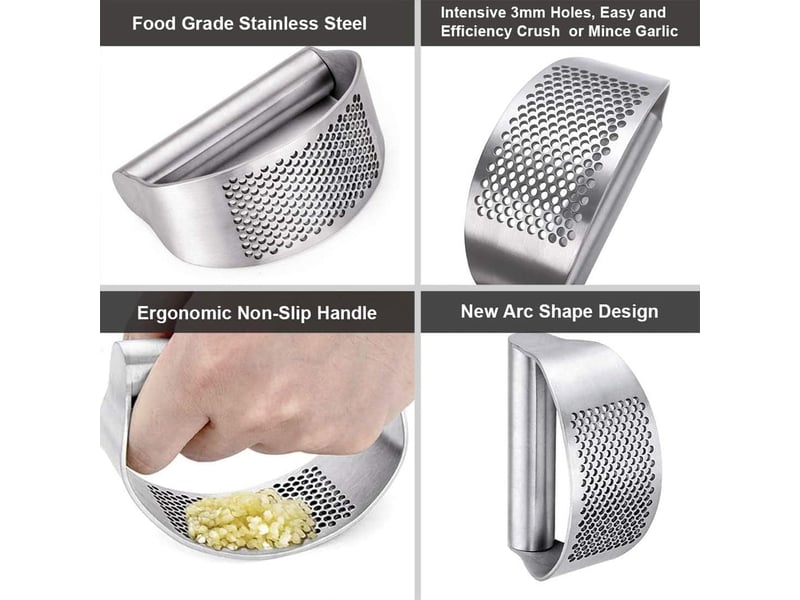  Presse-ail inox manuel - découpe et écrase ail - acier inoxydable de qualité supérieure - design innovant à bascule - facile à utiliser  - Conforama C