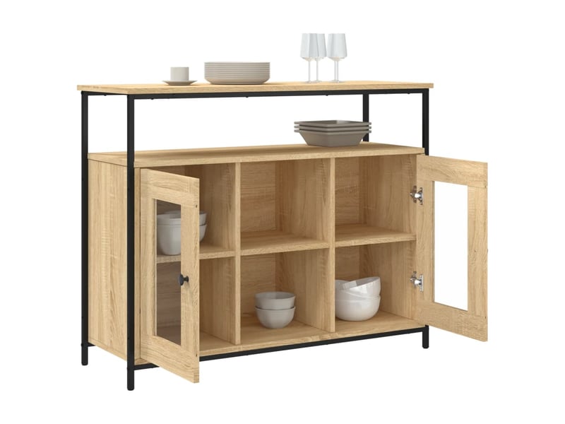  Buffet - bahut - meuble de rangement chêne sonoma 100x35x80 cm bois d'ingénierie  - Conforama D