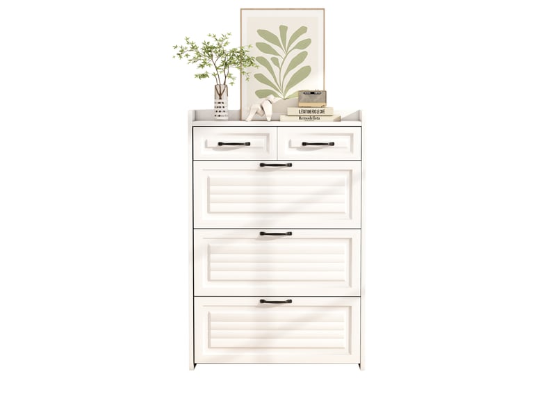 Meuble à chaussures 80x23.5x131 cm, 3 abattants et 2 tiroirs, blanc - Conforama A