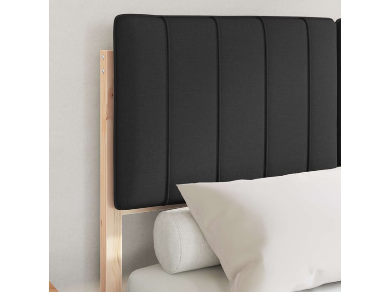  Lit double- lit adulte -  cadre de lit avec tête de lit rembourrée noir 120 x 200 cm  - Conforama B