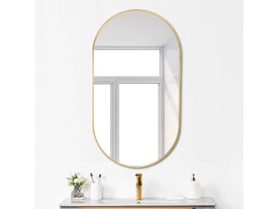 Miroir de salle de bain ovale 50x70 cm mural – cadre métal doré élégant