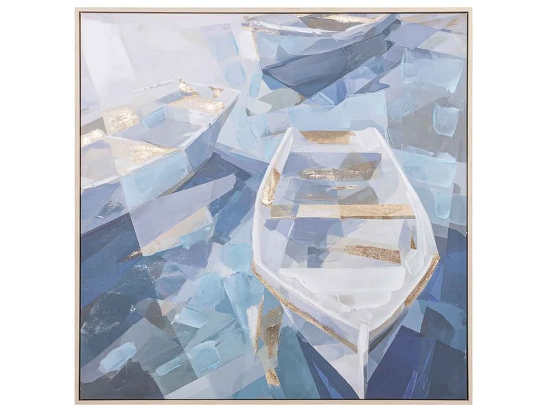  Tableau peint à la main avec cadre en bois bleu 103x4x103h cm  - Conforama B