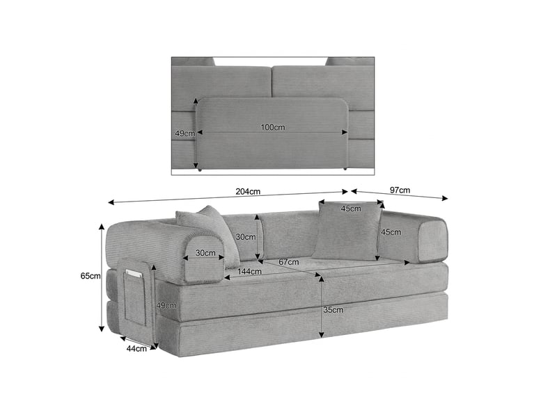  Canapé convertible 3 places beige canapé de sol tatami en mousse  - Conforama D