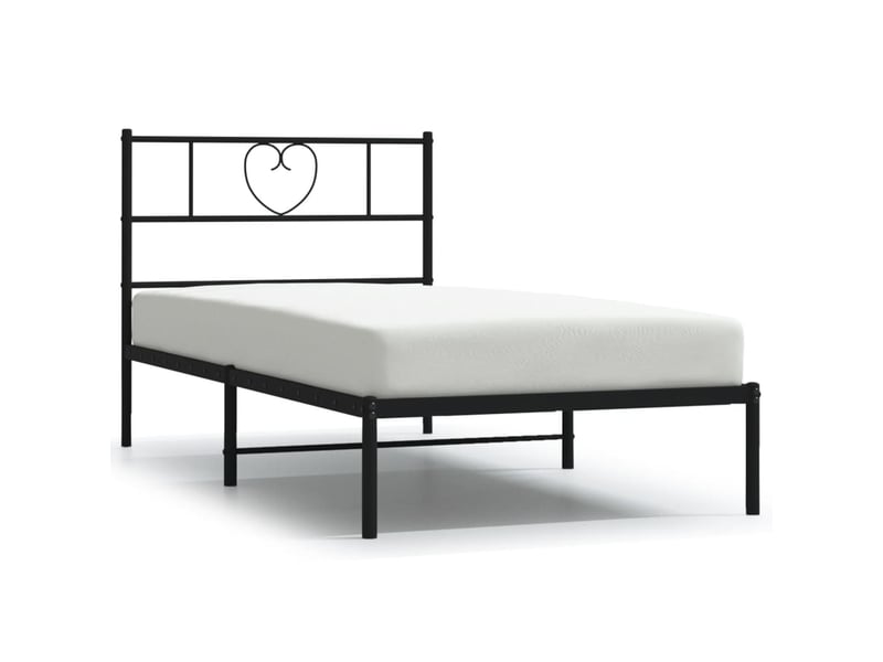  Lit simple- lit adulte -  cadre de lit métal sans matelas avec tête de lit noir 80x200 cm  - Conforama A