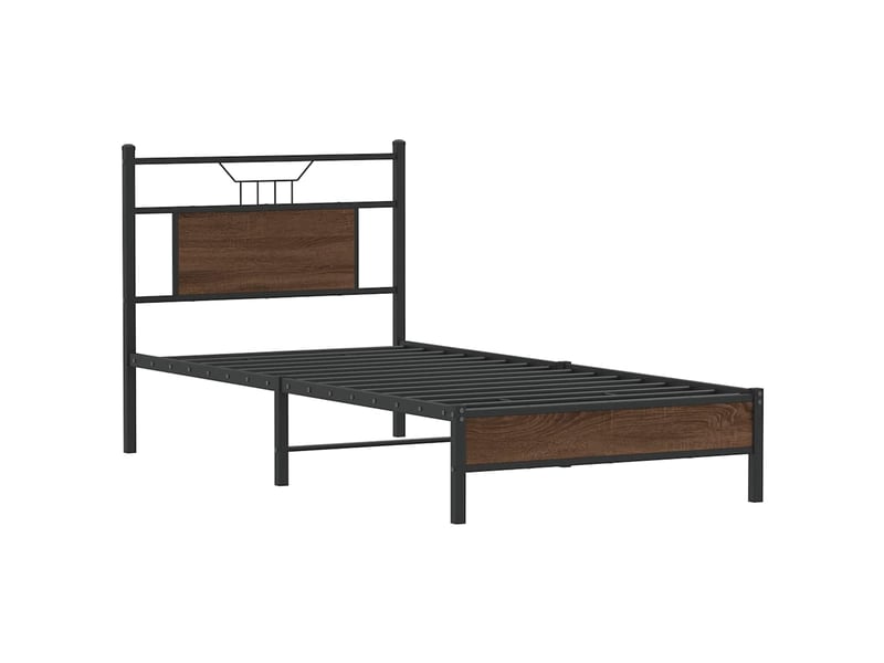  Lit simple- lit adulte -  cadre de lit sans matelas chêne marron 90x190cm bois ingénierie  - Conforama B